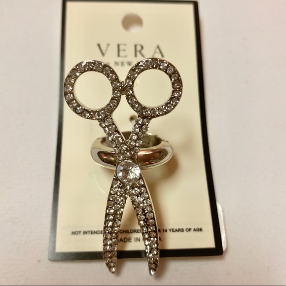Jewelry - Rhinestone Pave Scissors Stretch Ring NWT